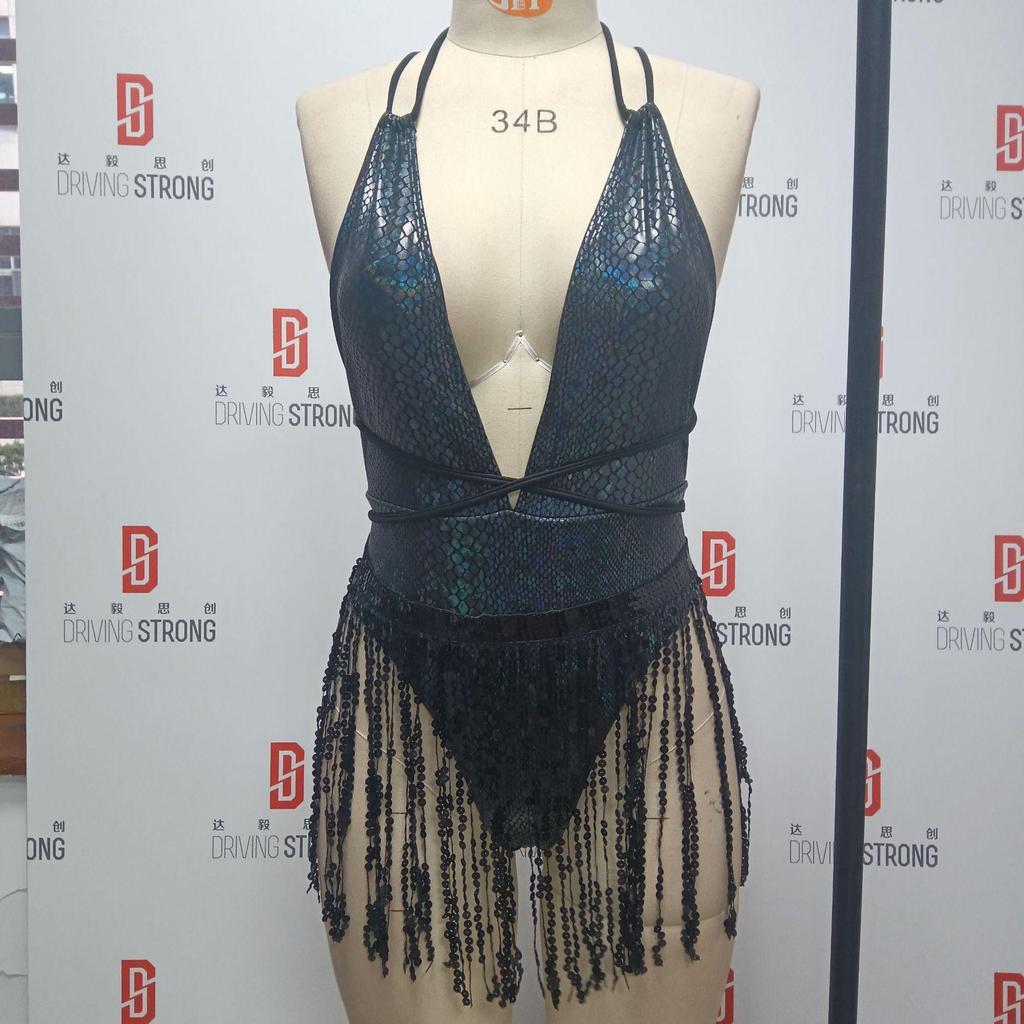 Women Sexy Triangle Split Bikini Suit Set Tie Side G-String Thong Swimsuit One Shoulder Elastic