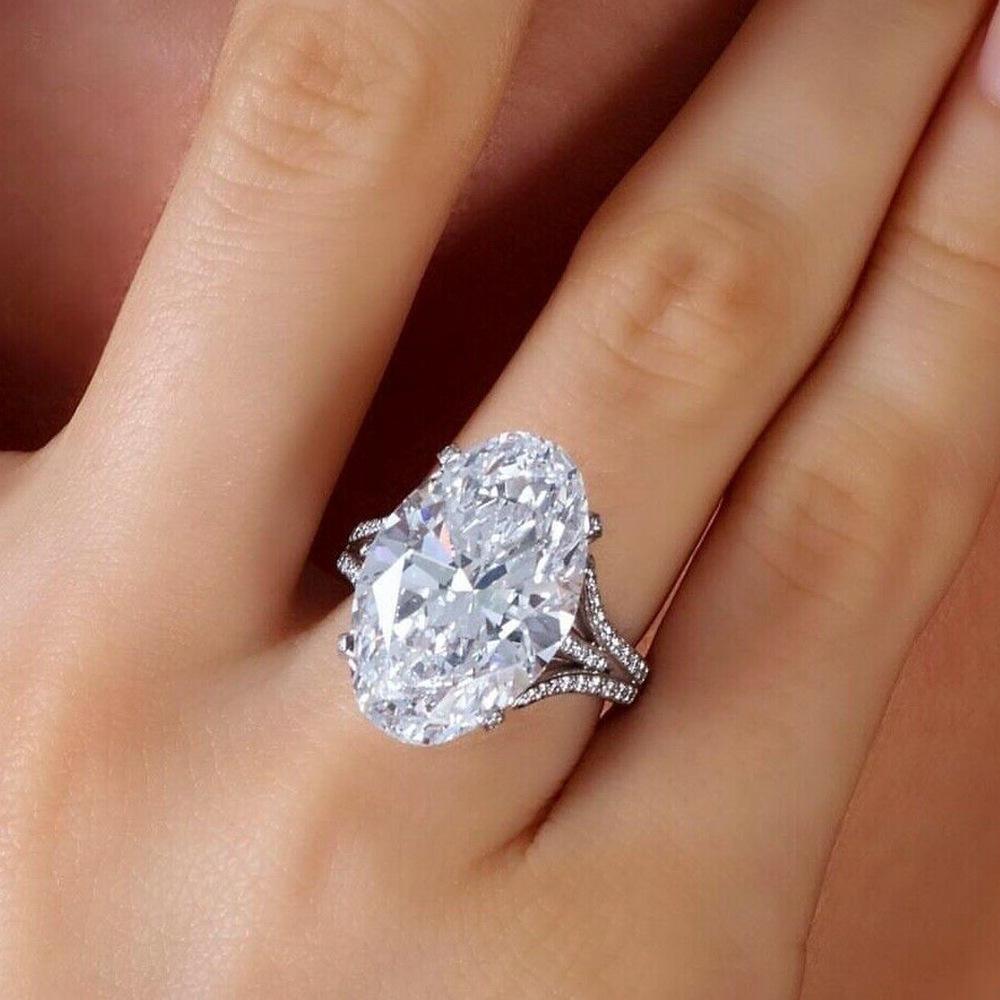 New Luxury Big Oval Cubic Zirconia Crystal Rings Women Wedding Accessories High-quality Silver Engagement Bands Jewelry