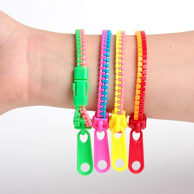 6 Pcs Creative Zipper Bracelet Toy Stress Reliever Focus Killing Fidget Toy For Kids Children Adhd Autism Hand Sensory Toys