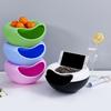 Snack Storage Box Dual-Layer Green Large Capacity Fruit Bowl Shell Discard Tray Kitchen Candy Holder Office Storage