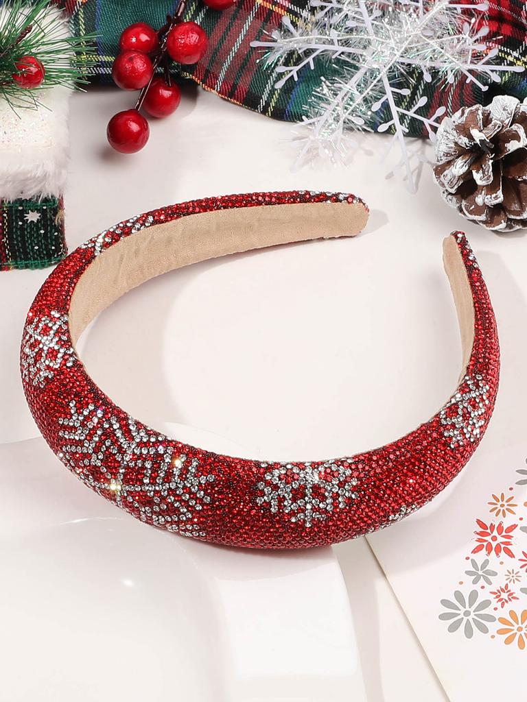 Christmas Headbands for Women Pearl Snowflake Headband Crystal Wide Headband Xmas Holiday Hair Accessories Gifts