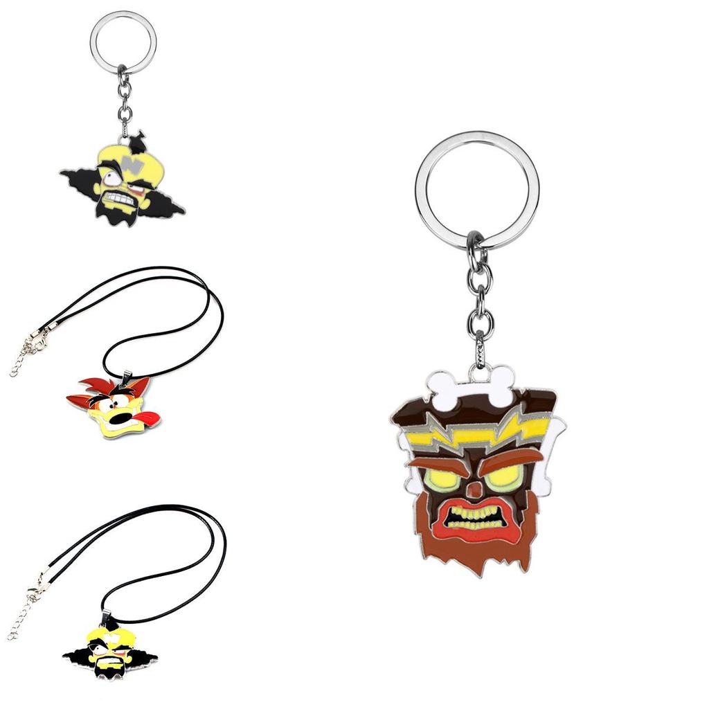 Premium Kvalitet Crash Bandicoot Actionfigur Aku Maske Dr Neo Cortex Nøkkelring Anheng