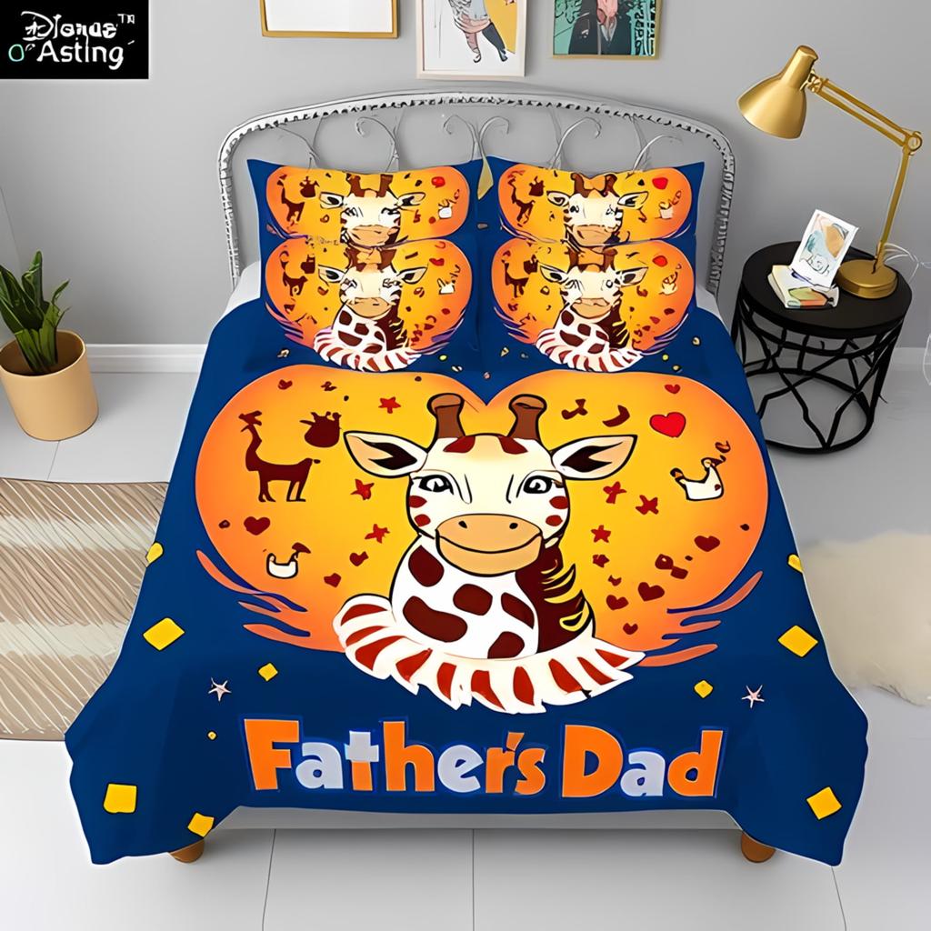 Comforter With Stylized Giraffe Design Warm Colors Toned Borders For Exotic Charm Suitable Children Kids And Adults Soft