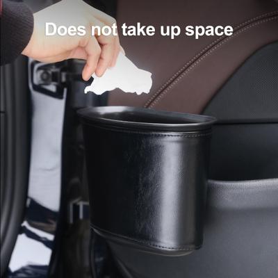 Car Trash Can for Vehicle Faux Leather Hanging Door Storage Bag for Garbage Waterproof Organizer Pouch for Car Interior