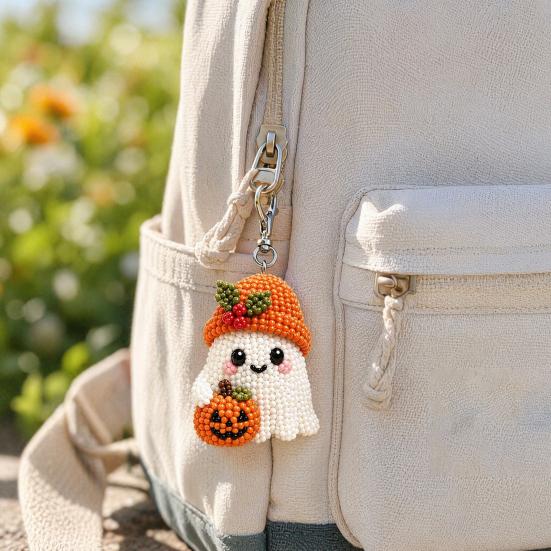 Beaded Ghost DIY Kit, Tiny 3D Beaded Festive Ghost Craft Set, Cute Ghost Bead Craft Kit for Beginners Adults Handmade