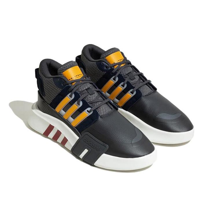 Adidas Originals Eqt Bask Adv V2 Comfortable Mid-Top Casual Running Shoes Unisex Sneakers Black Yellow ID4072