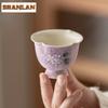 2pc/lot Hand Painted Hydrangea High Foot Flower Petal Teacup Zen Tea Bowl Jug Tea-tasting Personal Cup Master Cups Teaware 60ml