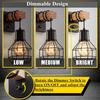 Black Wall Sconces with Dimmer ON/Off Switch, Cage Wall Mount Light Fixture Industrial Farmhouse Lighting for Living Room Kitchen, C71Y215