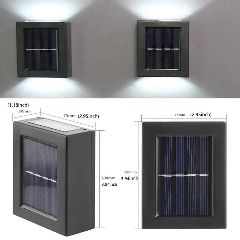Solar Wall Light ABS Waterproof Up Down Outdoor with Built-in Li-ion Battery for Garden Yard Stairs Decoration Solar Panel Light