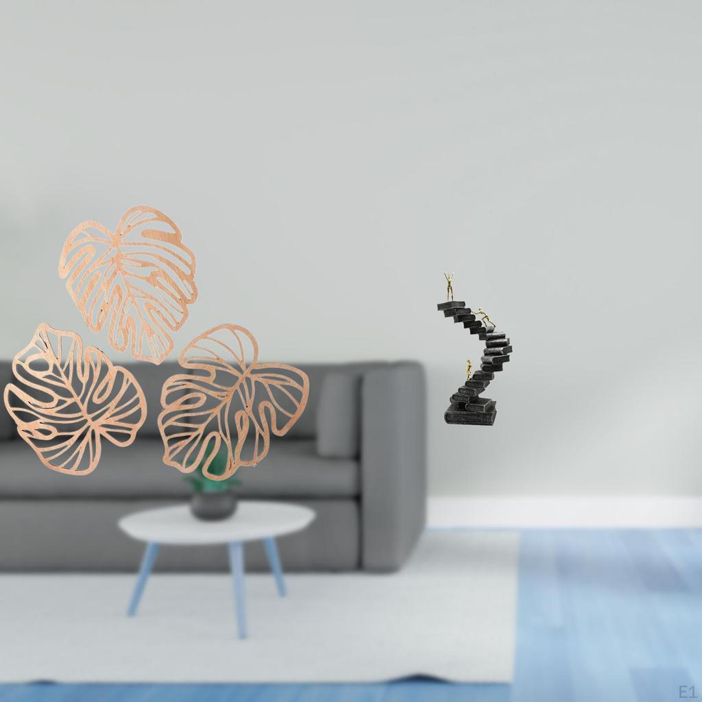 Tropical Palm Ladder Thinker Wooden Resin Wall Art Creative Jungle Abstract Figure Handicraft