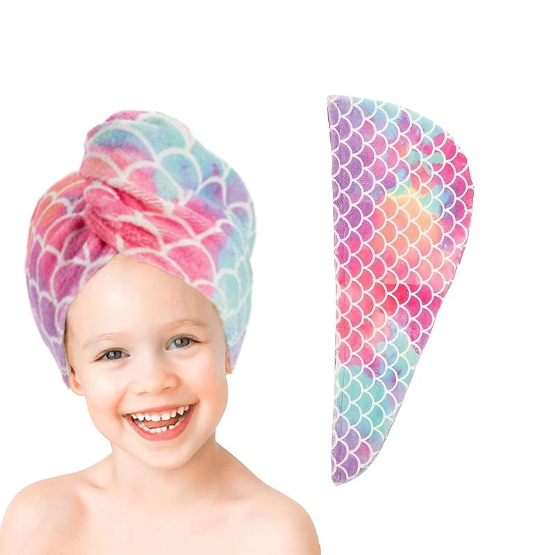 1 Pc Children's Fish Scale Hair Cap Microfiber Soft Absorbent Hair Towel Bathroom Living Room Essential Hair Drying Supplies