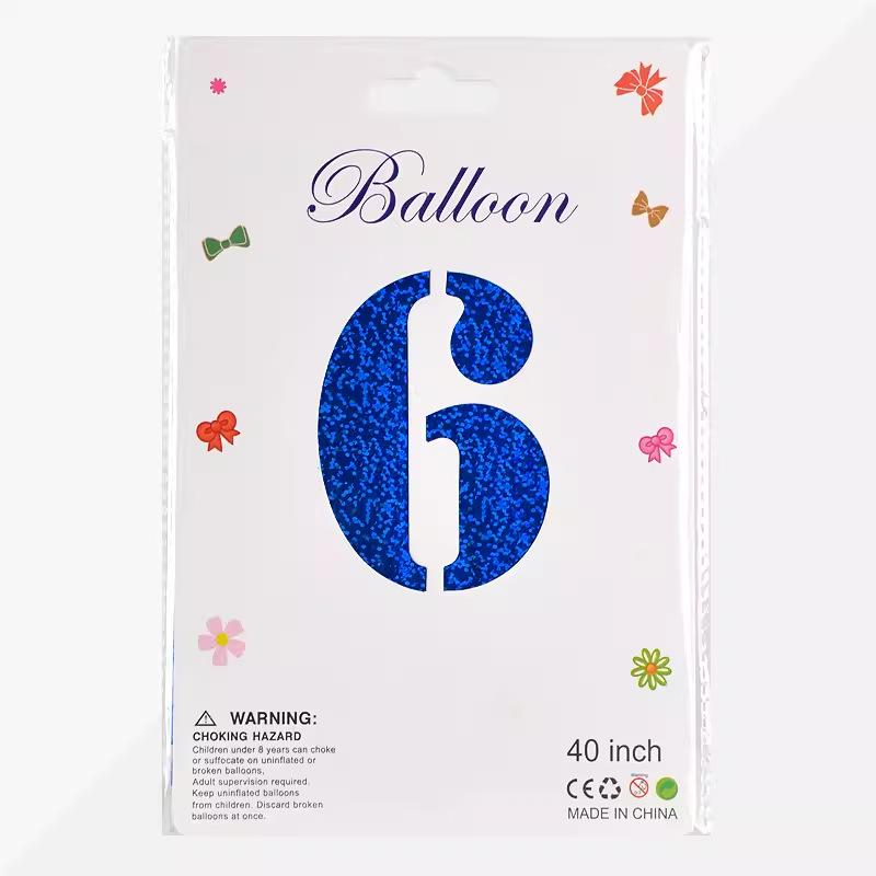 Large 40-Inch Navy Blue Laser Number Foil Balloon for Birthday Decoration