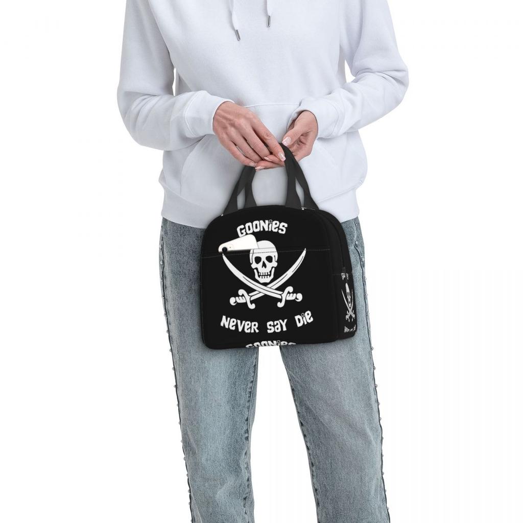 Goonies Never Say Die Insulated Lunch Bag for Women Kids Leakproof Food Boxes Thermal Lunch Box Tote