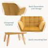 Armchair Accent Chair, Vanity Chair with Wide Arms, Slanted Back, Padding, Metal Frame, Wooden Legs, Home Bedroom Furniture Seating, Yellow