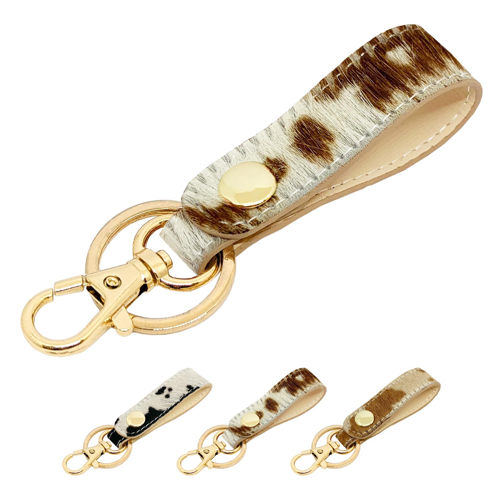 

Trend SSS Genuine Leather Key Ring with Snap Buttons, Belt Style, Bag Charm, Genuine Leather Key Ring, Cowhide Leather, Key Holder, Women s, Brown,
