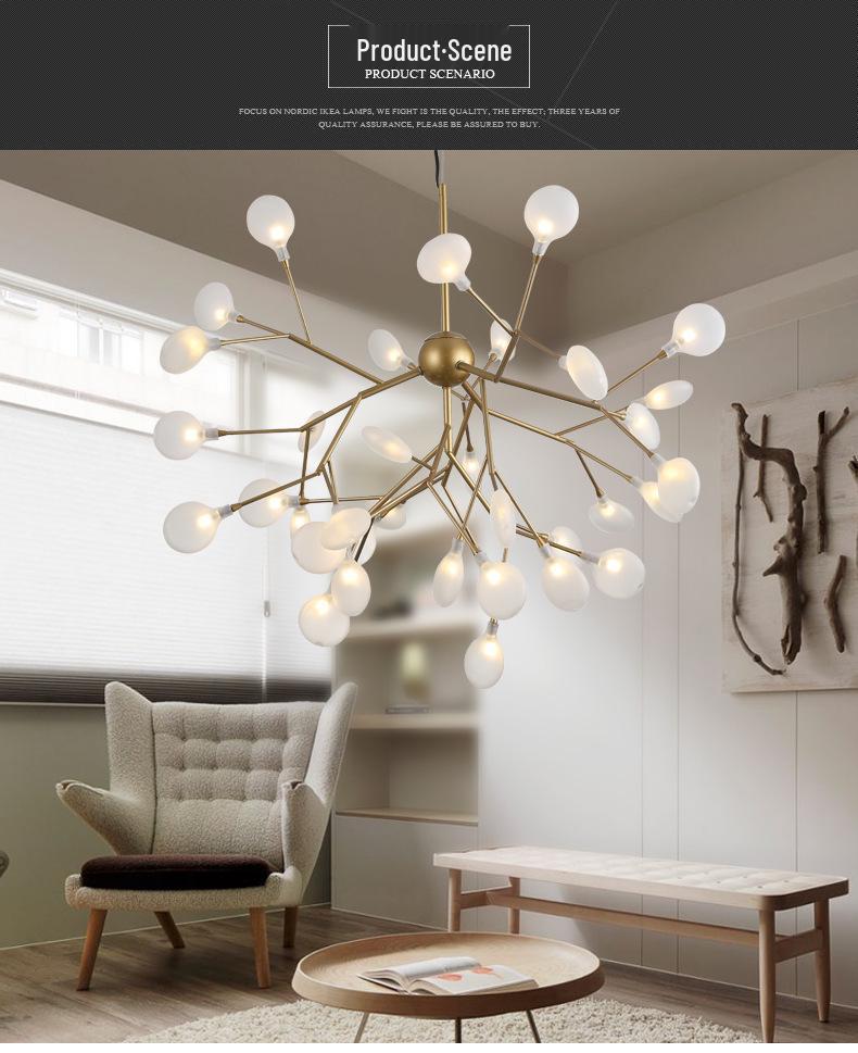 Firefly Branch Nordic Chandelier: Modern Minimalist Lighting for Living Rooms, Restaurants, and Bedrooms