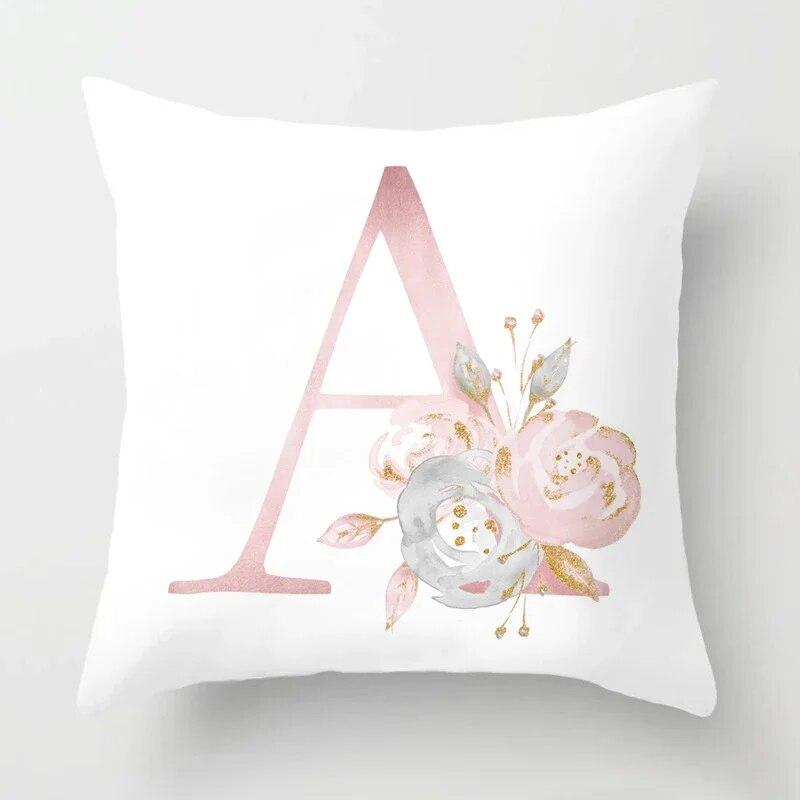 45x45cm Pink Rose 26 Letters Pillowcase Wedding Party Decoration Sofa Car Creative Ornament Couple Home Cushion Cover