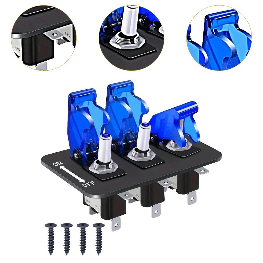 Universal 12V Panel Switch ABS Rocker Toggle Switch Panel with LED Lights for Car RV Yacht Dashboard