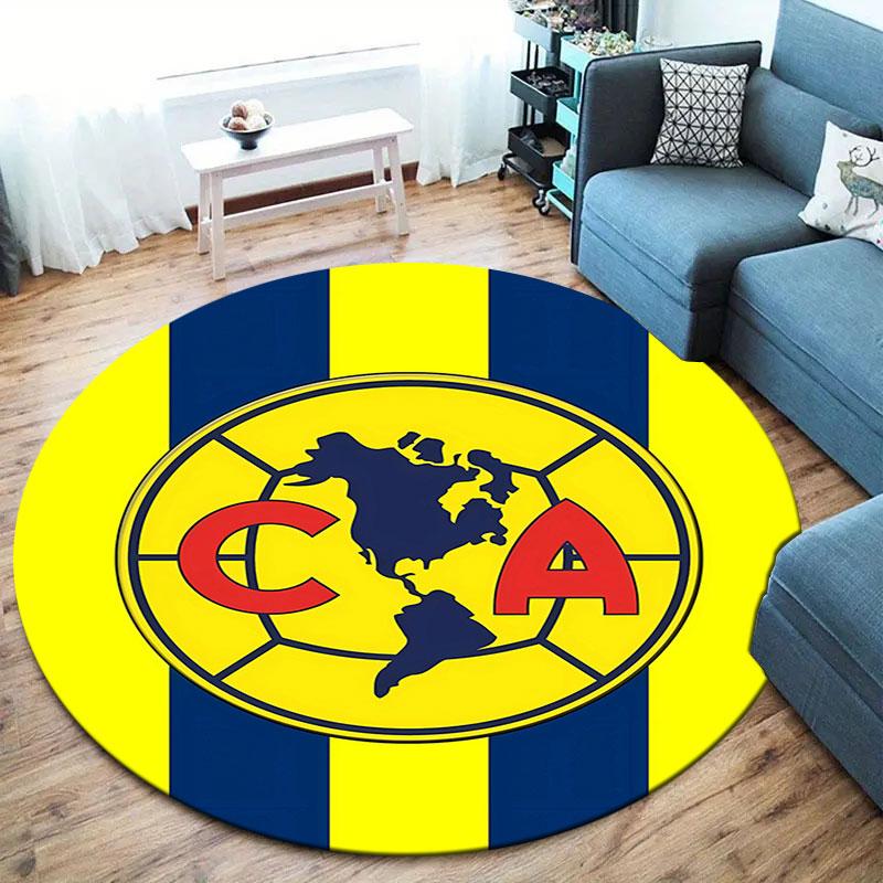 Club de Futbol América Round Area Rug,Carpet Rug for Living Room Bedroom Sofa Playroom Decor,Non-slip Floor Mat