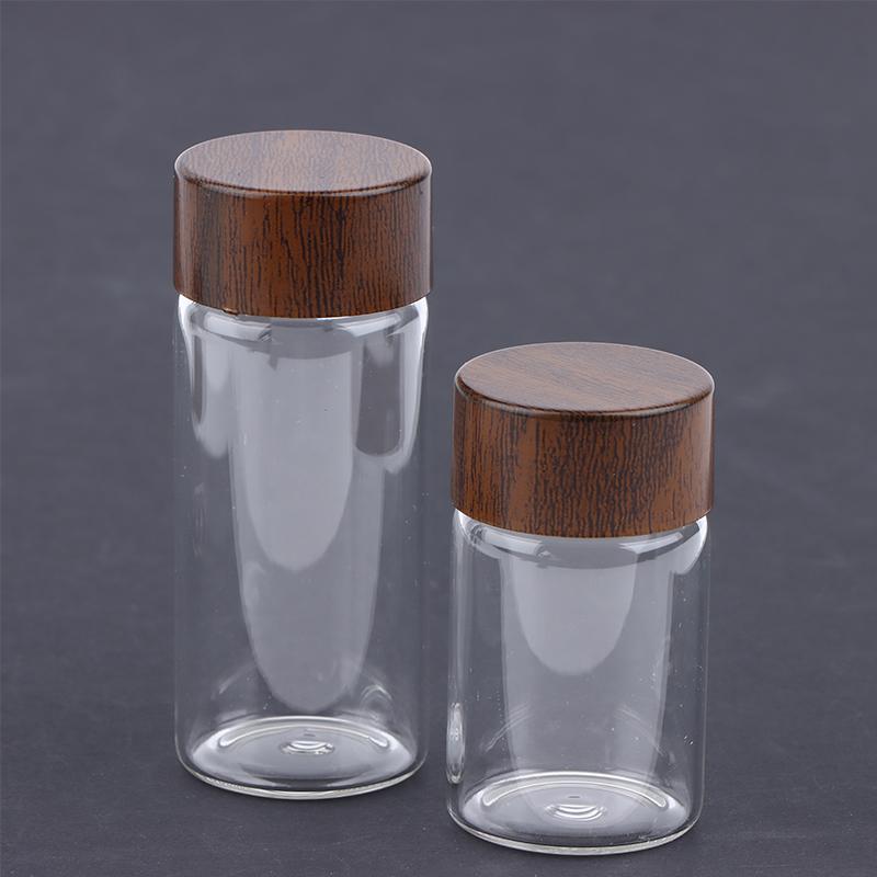 Mini Glass Bottles Airtight Jars for Kitchen Storage Coffee Beans Spices Candy Refillable Portable for Camping Picnic Office