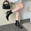 Autumn new square head high-heeled short boots are not tired after standing for a long time, zipper Martin boots commuter thin boots women