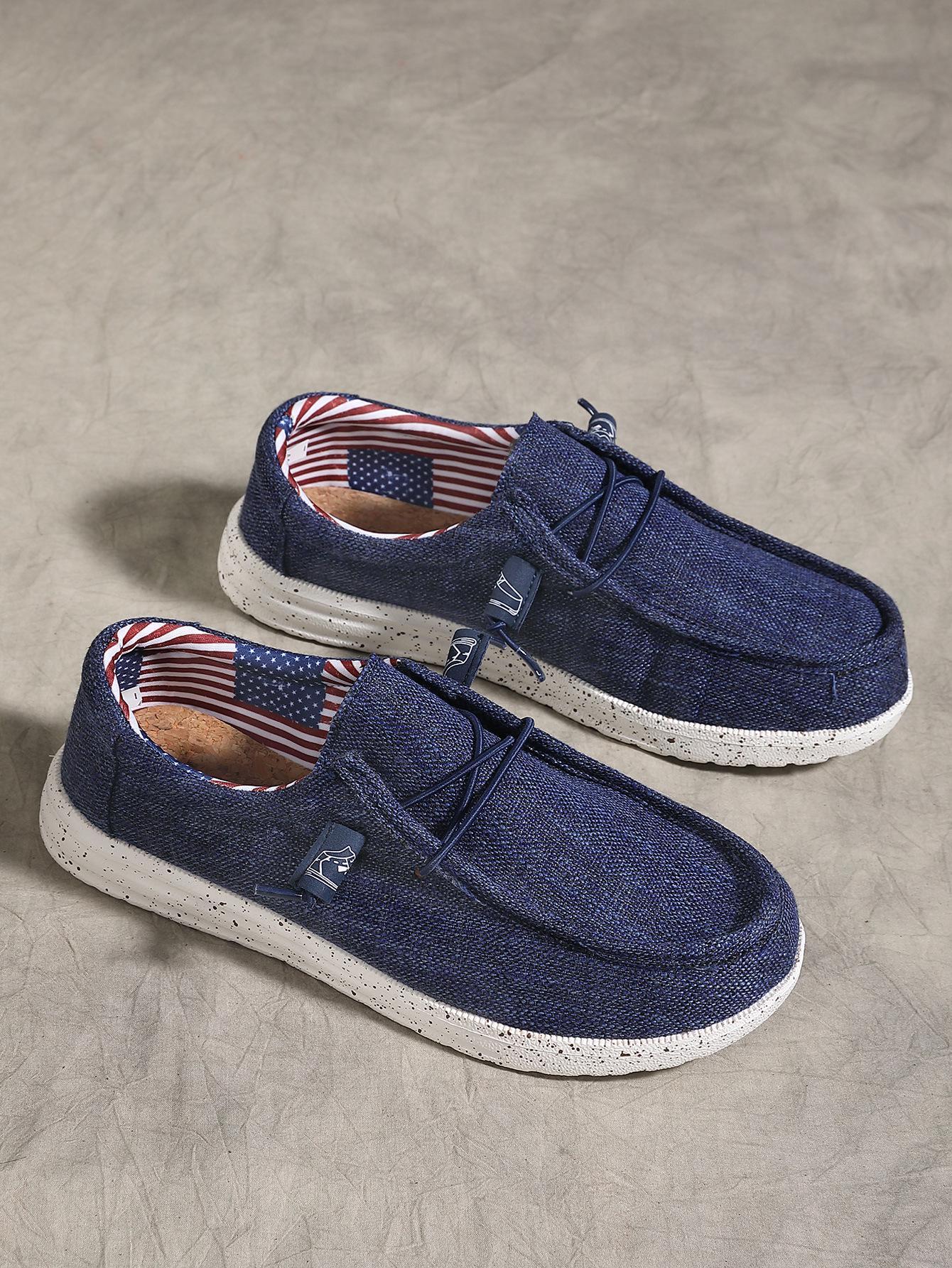 

2023 Casual Thick Sole Slip-On Loafers, Large Size 39-48, Soft Sole Canvas Shoes 45 темно-синий