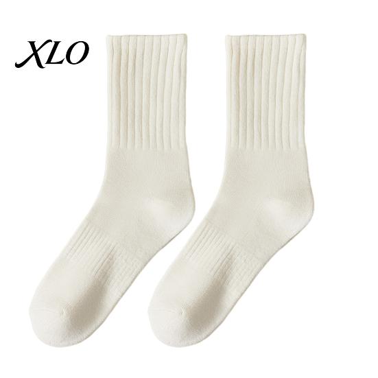 Solid Color Athletic Socks Crew Socks, Thickened Terry Lining Winter Warm Versatile Daily Use Soft Elastic Cotton Blend for Wear High Elasticity