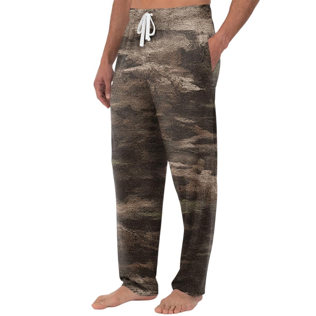 Men's Knitted Fashion Print Pocket Casual Pants Pajama Pants