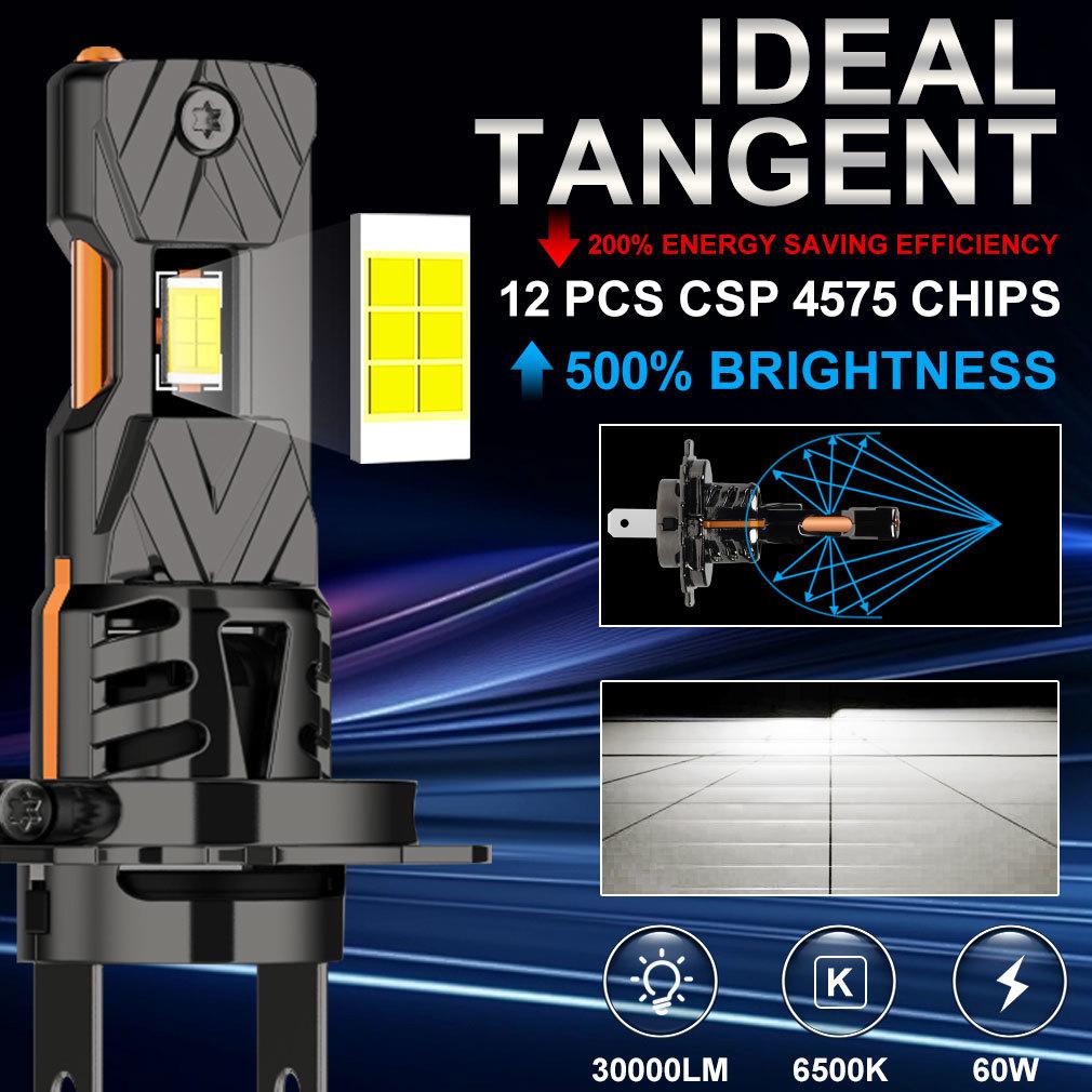 2Pcs H7 H4 LED CANBUS Headlight Bulbs H11 H8 9005 HB3 9006 HB4 for Car 30000Lm Super Bright Led Spotlights Wireless Turbo Fan Headlamp Auto Fog Light