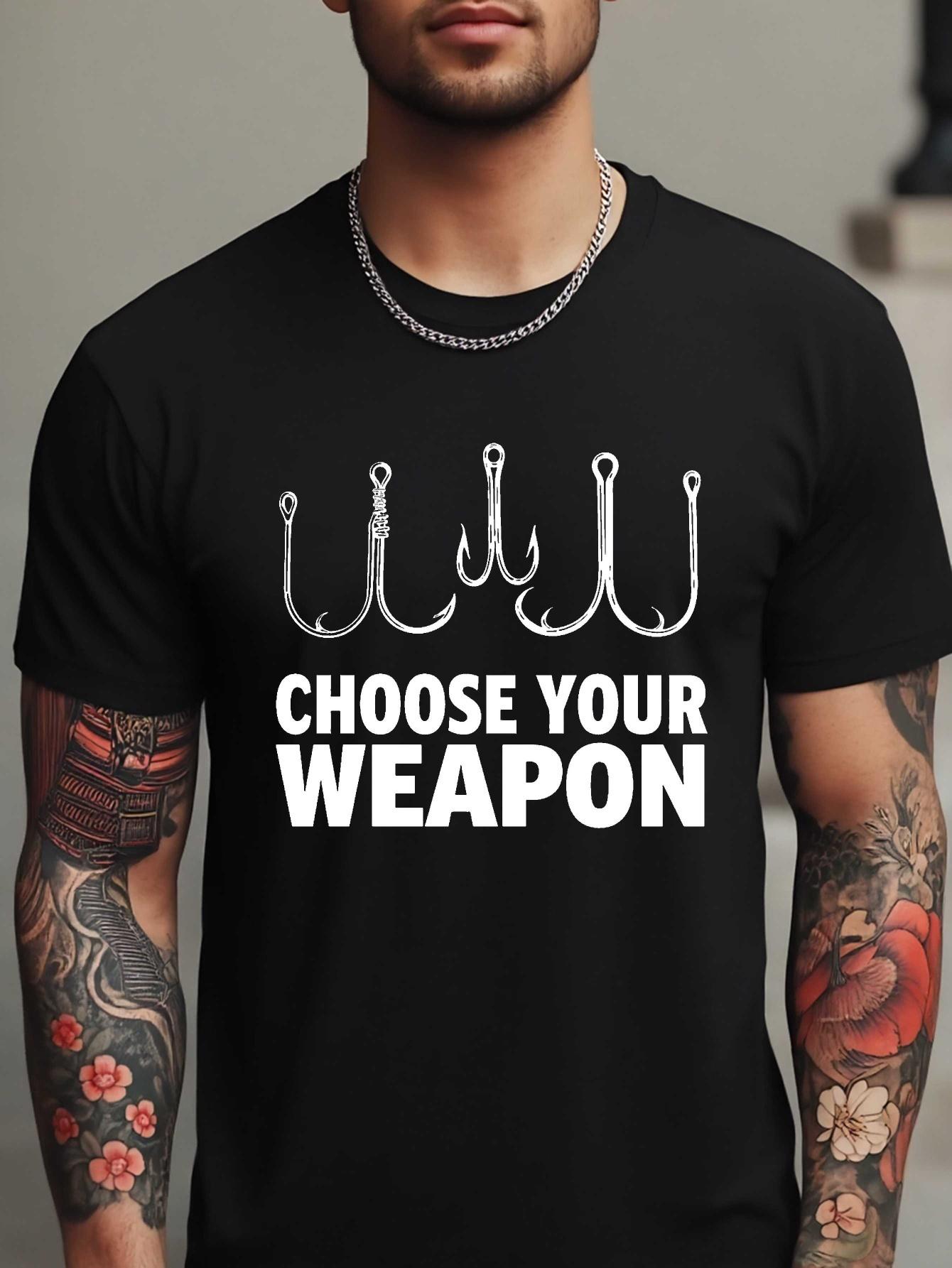 605 Cotton Blend Graphic T-shirt - Choose Your Weapon Fishing Hook Print XXXXL
