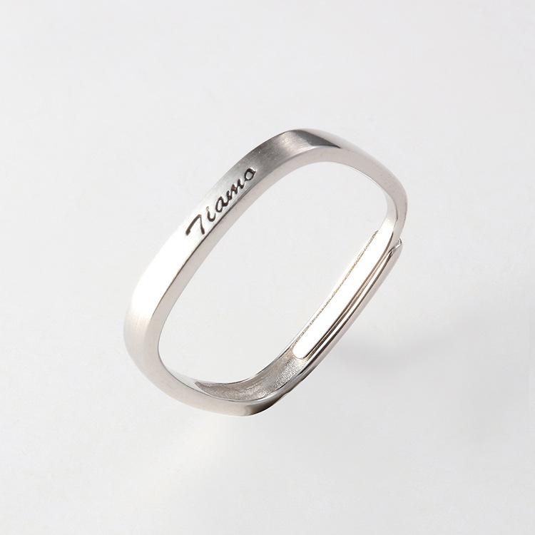 

Срібло 925 проби Регульовані квадратні парні кільця Я люблю тебе Ti amo Adjustable Opening