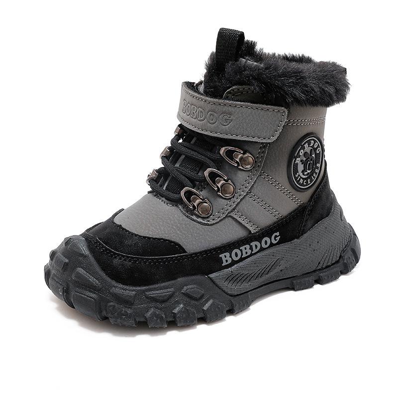 Bobodou 2026 Winter Boys' and Girls' Plus Velvet Snow Boots