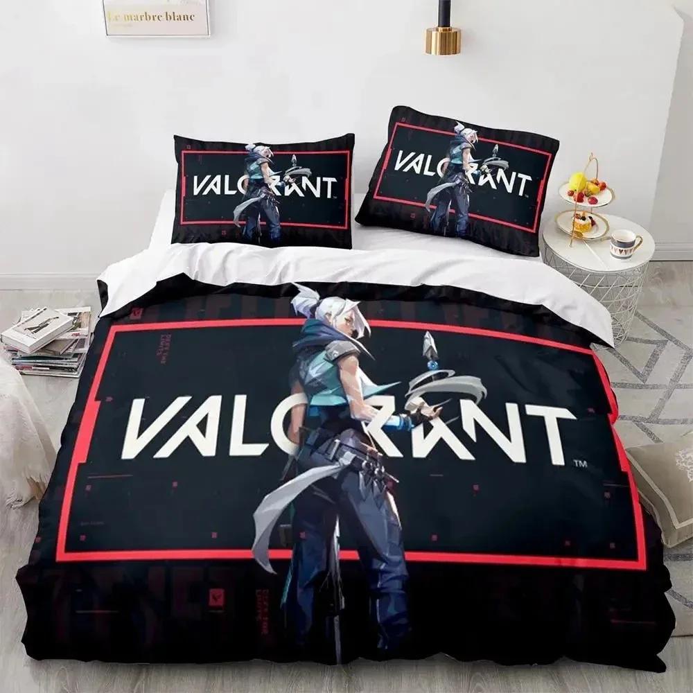 Game Valorant Neon Bedding Set Boysgirls Twin Queen Size Duvet Cover Pillowcase Bed Kids Adult Fashion Home Textile Customizable