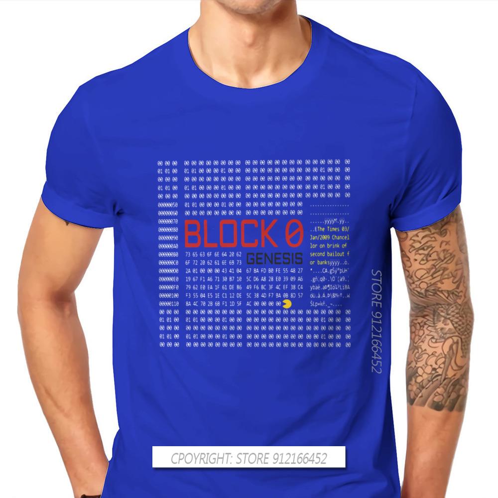 First Block Bitcoin Blockchain Technology Man's TShirt Dogecoin Cryptocurrency Miners Meme T Shirt Gifts