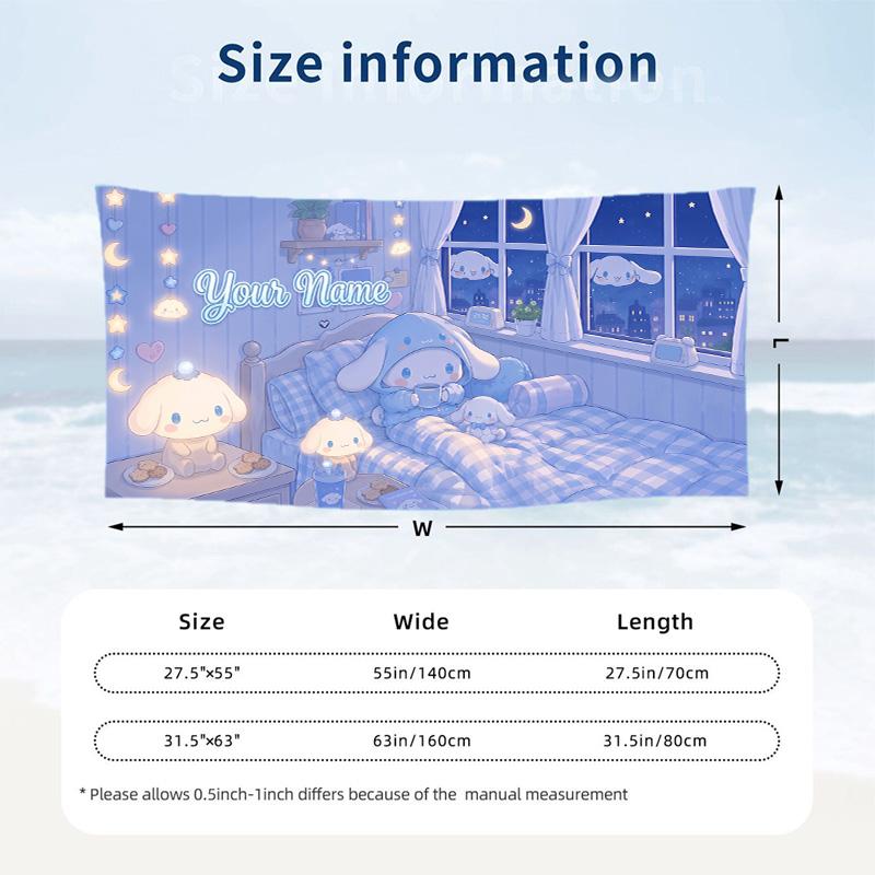 Custom Text Beach Towel, Soft Absorbent Swimming Multi-use TowelCinnamoroll