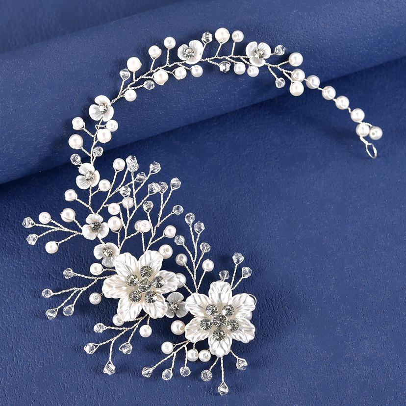 1pc Elegant Bridal Pearl Headband Enchanted Fairy-Inspired Zinc Alloy with Crystal & Floral Accents Perfect for Weddings & Beach Vacations