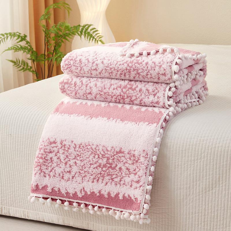 Light Luxury Blanket Double-Sided Striped Jacquard Blanket Throw Blanket Casual Small Blanket Sofa Blanket