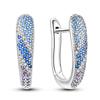 925 Silver Blue Closely Inlaid French Clip Earrings For Women Wedding Engagement Charm Earrings Jewelry Gift
