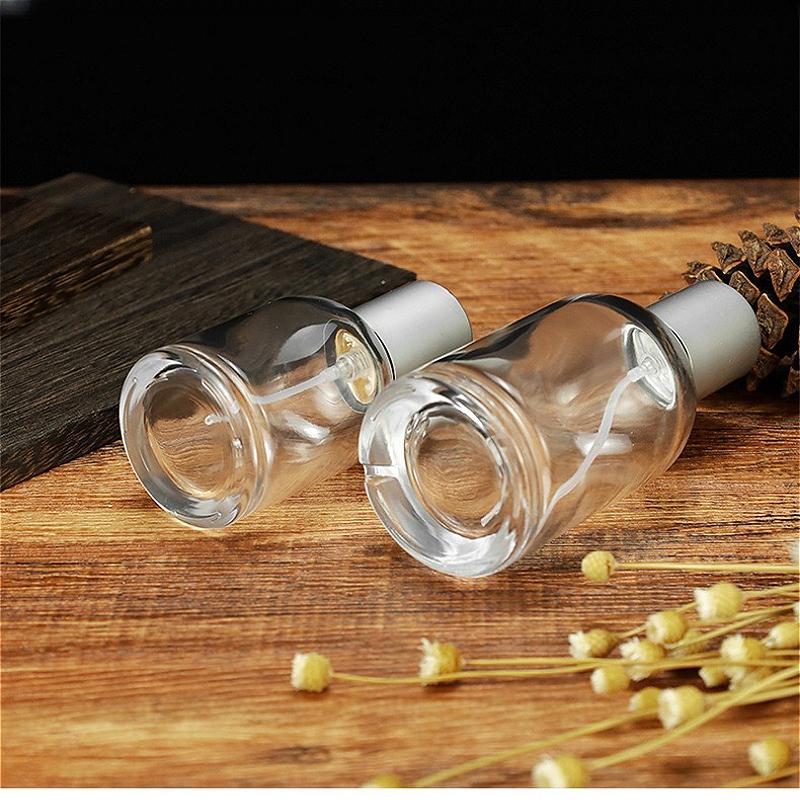 30/50/100ml Clear Glass Perfume Spray Bottle, Empty Refillable Atomizer with Crimp Neck, Travel Sample Container