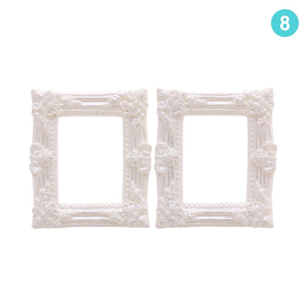2Pcs 1/12 Mini Resin Photo Frame Dollhouse Miniature Accessories Simulation Furniture Model Toy for Children Doll House Decor