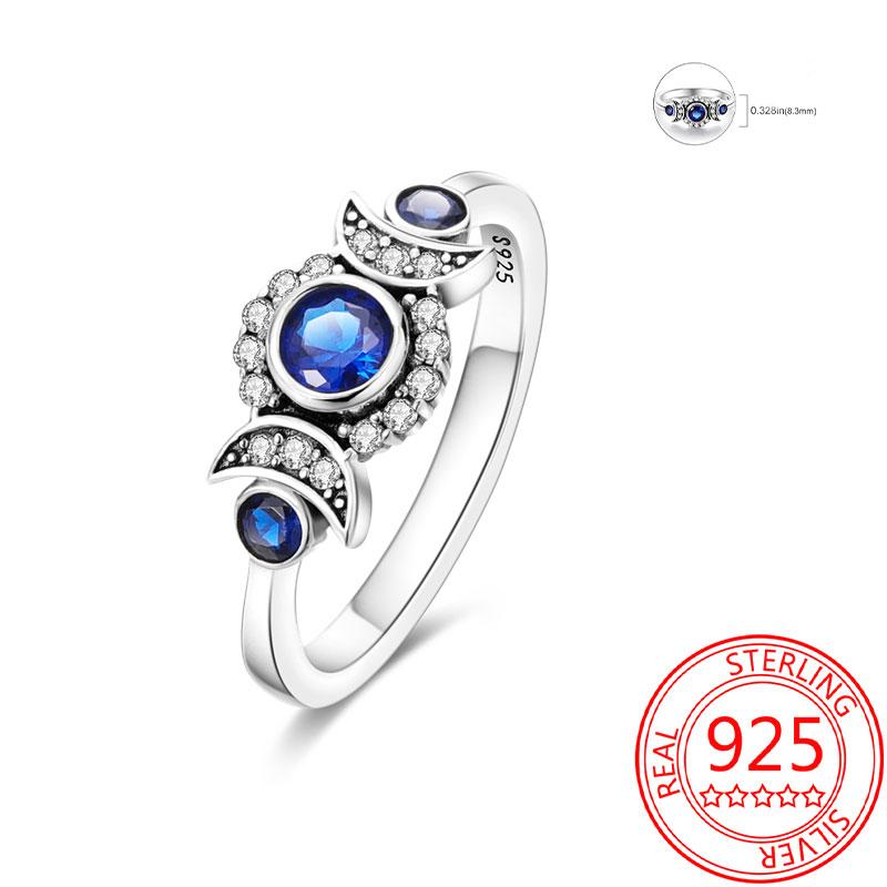 925 Silver Beautiful Stars and Moon Shining Sun Geometry Infinite Combination Ring Boutique Matching Gifts