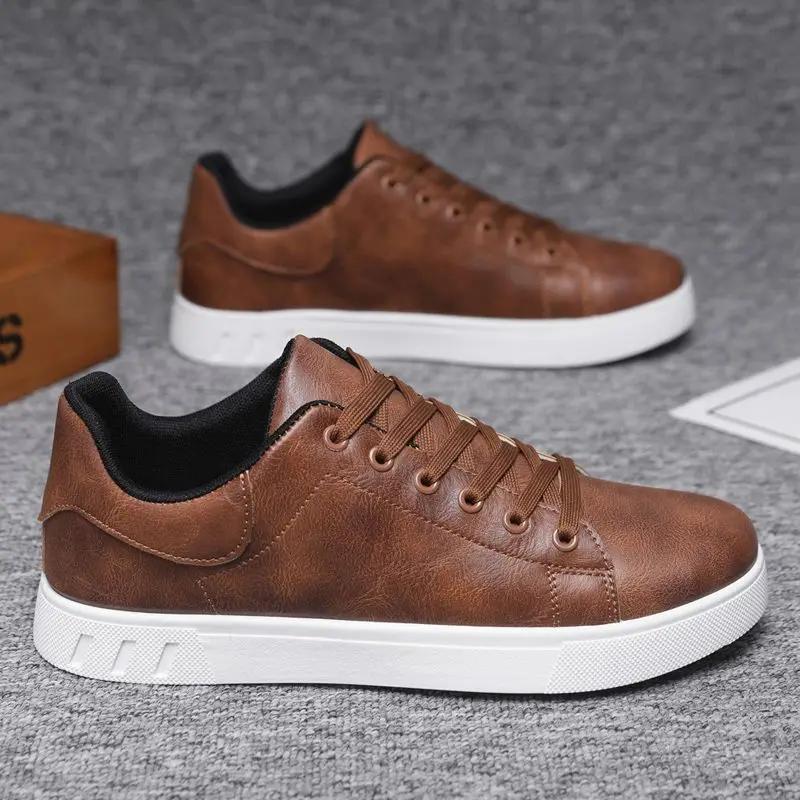 Classic Men Leather Shoes Trendy All-match Platform Casual Shoes Loafers British Leather Sneakers Flats Shoes Male Zapatillas