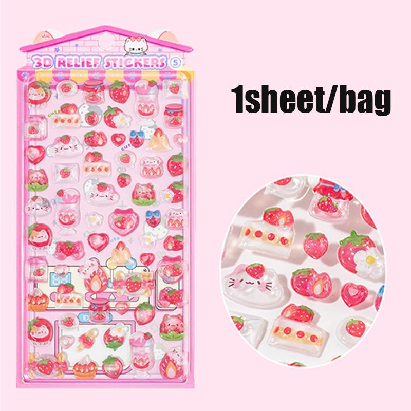 Sweet Candy Party Stickers 3D Embossed Decals for Notebook Phone Case Photo Album Dairy Guka Decoration