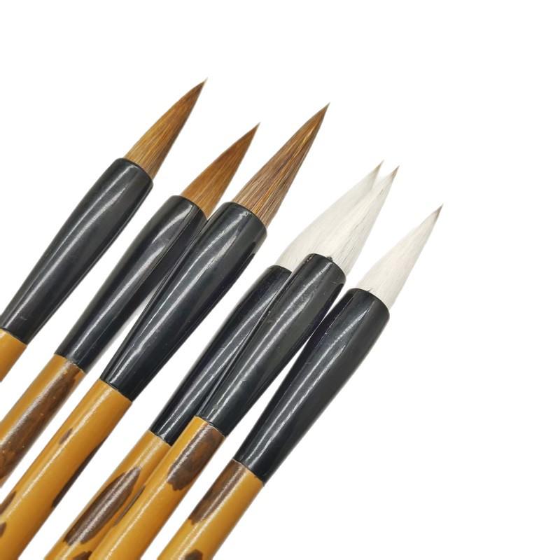 French Painting Brush Set: Bristle, Wolf & Sheep Hair Brushes for Beginners - Medium & Large Regular Script Calligraphy.