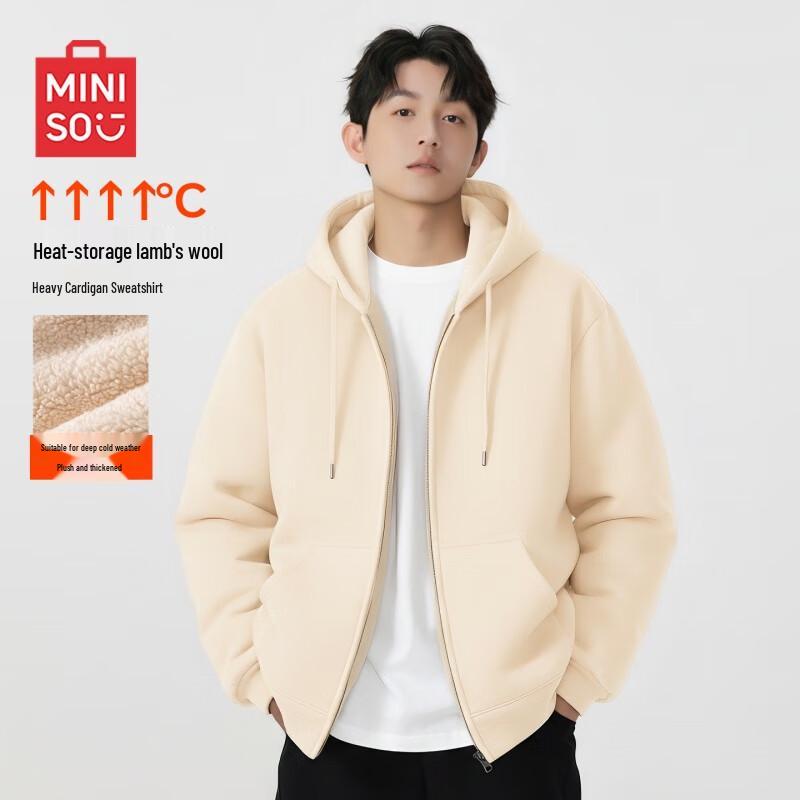 

Мужской кардиган с капюшоном на подкладке из овечьей шерсти, тяжелый вес L