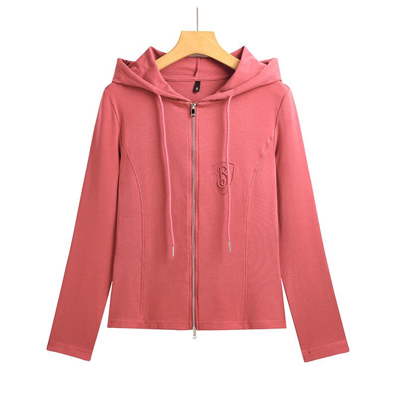 

2025 Korean Style Women s Hooded Cardigan: Spring & Autumn Slimming Casual Sweatshirt 3XL темно-червоний колір