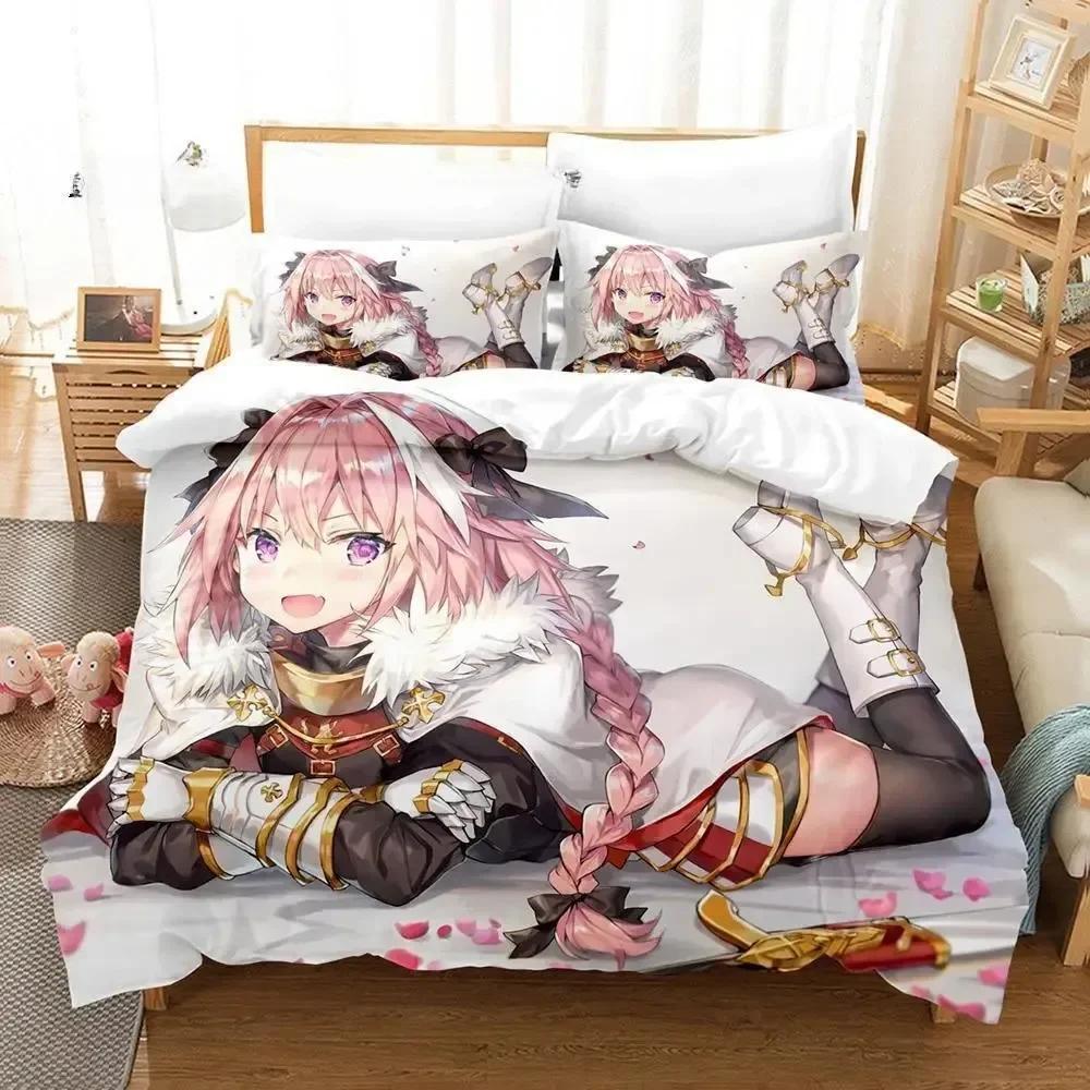 

New Anime Fate - Astolfo Beding Set Printed Bed Linen Set With Pilowcase Bed Soft Duvet Cover Soft Single Double Quen Super King-Sized Dimensionsd 120*200cm Single