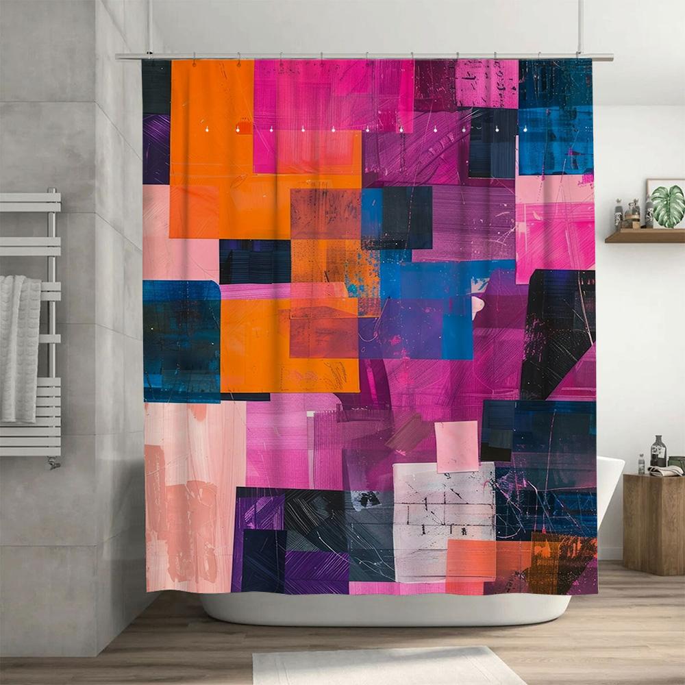 Colorful Modern Shower Curtain Abstract Design Bath Decor for Home Decoration Waterproof Fabric Available in Multiple Sizes on A