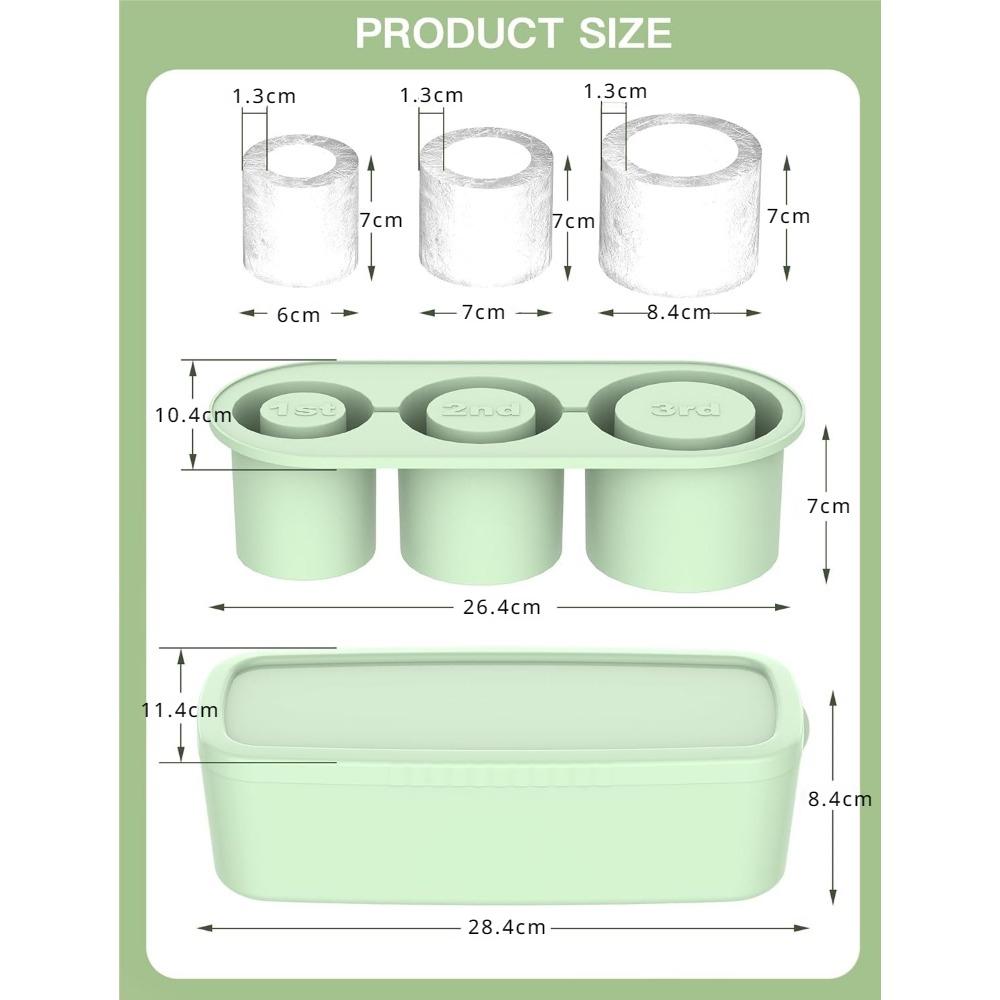 Vassoio per cubetti di ghiaccio per bicchiere da 30-40 oz, stampo per ghiaccio in silicone a cilindro cavo con coperchio e contenitore per freezer, per bevande ghiacciate, succo, whisky, cocktail