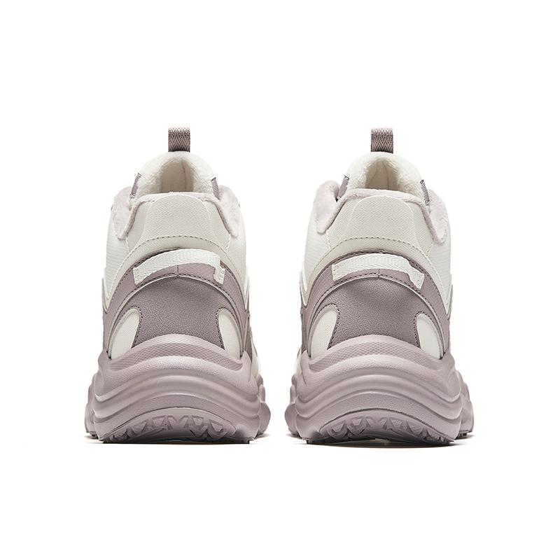 Anta Walker Fleece Comfortable Versatile Non-Slip Wear-Resistant Warm Mid-Top Casual Shoes Women Casual Shoes White Gray 922448904-1